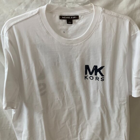 MICHAEL KORS Men's Signature Logo Screen Printed Tee in White Sz L - Picture 2 of 3